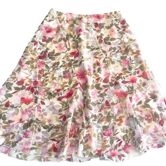 Talbots Dresses & Skirts - 🆕 TALBOTS Petites Pure Silk Floral Skirt Size 8